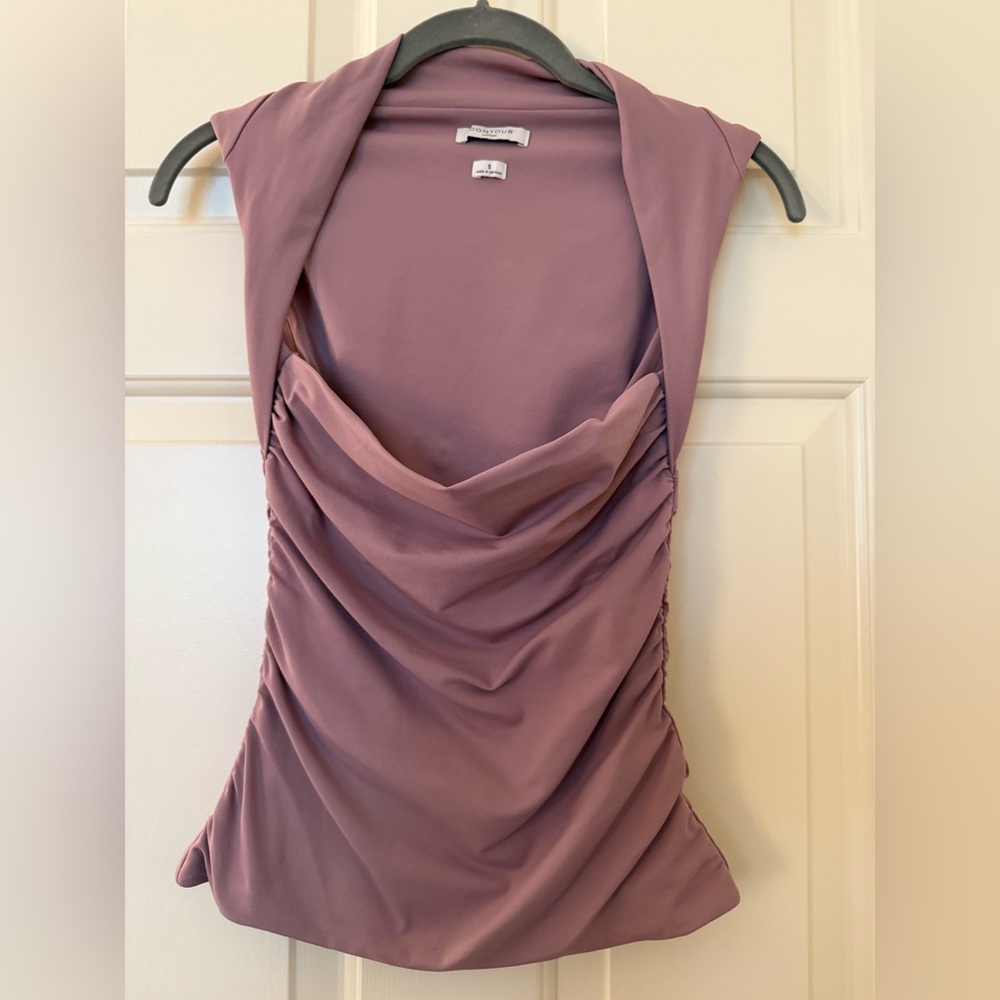 Aritzia Draped Sleeveless Cowl Neck Top in Mauve